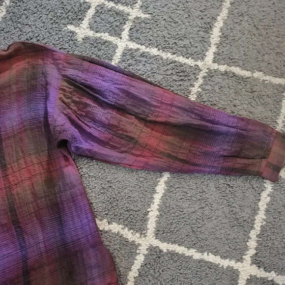 LIVERPOOL Bubble Sleeve Red/Purple Plaid Blouse Size S - Picture 5 of 9